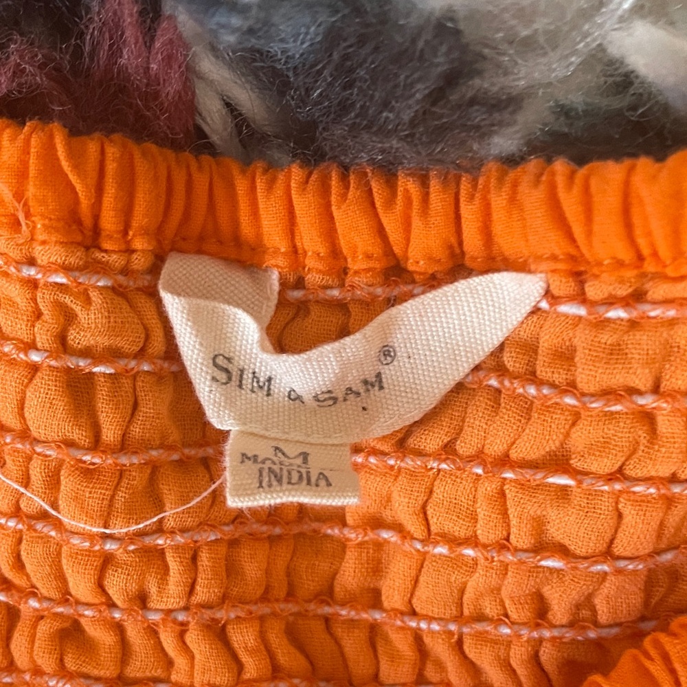 Sim & Sam Orange Puff Sleeve Mini Dress (M) - Picture 5 of 6